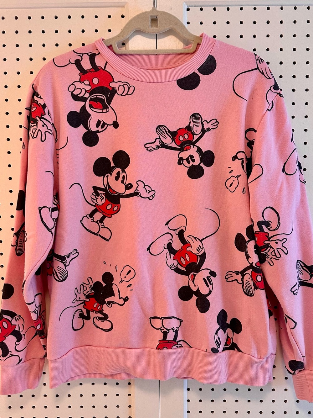 Disney 100 Pink Mickey Mouse Patterned Crewneck Sweatshirt Size M